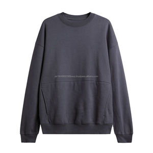 Sweat-shirts à col rond surdimensionnés avec poche latérale personnalisée, sans capuche, coupe ample, sweat-shirts épais, fabricant de sweat-shirts - Product Image 3