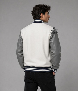 Veste de baseball varsity élégante pour femmes, personnalisée, blanche et grise |   Vêtements grecs pour sororités par Heritage Masonic Regalia - Product Image 5