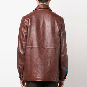 Chemise en cuir décontractée pour homme fabriquée en usine, col rabattu, manches longues, fermeture à bouton unique, coupe décontractée, respirante, écologique - Product Image 3
