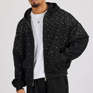 Custom Rhinestone <b>Hoodies</b> OEM Manufacturer Cotton <b>Fleece</b> <b>Hoodie</b> with Sparkle Stone Design for Fashion Brands and Bulk Orders - Product Image 1