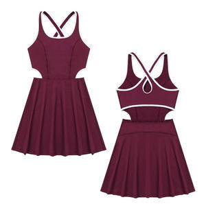 ชุดเทนนิสผู้หญิงแบบเปิดหลัง สายไขว้ กระโปรงกีฬา ชุดออกกำลังกายโยคะ 1 ชิ้น พร้อมกางเกงขาสั้น รุ่นใหม่ล่าสุด ปี 2026 - Product Image 1