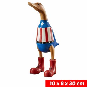 Figura Decorativa de Pato de Madera Patriótica, Tallada a Mano con Diseño de Bandera Americana y Botas Rojas, Decoración para el Hogar - Product Image 6