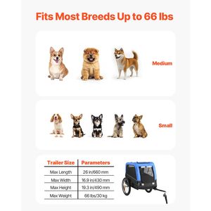 Remorque de vélo pliable pour chien, capacité de 30 kg, chariot pour animaux à dégagement rapide, porte-bagages pour vélo pour chiens de petite et moyenne taille - Product Image 3