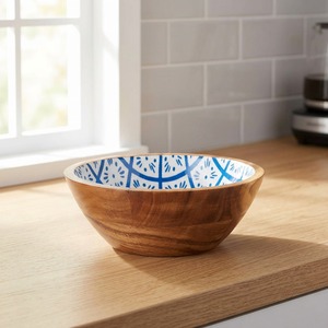 Bol de service en bois floral fait main non traité 2kg HCZ-222 pour les fêtes, vaisselle de cuisine par HANDICRAFTS ZONE - Product Image 2