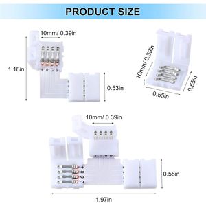 Kit di 40 Connettori per Strisce LED a 4 Pin, Adattatori Senza Saldatura a Forma di L e T per Strisce LED RGB 5050 10mm - Product Image 4