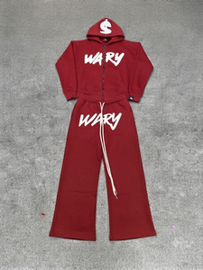 Ensemble sweat-shirt et pantalon marron pour homme, style streetwear, imprimé, en coton et élasthanne, vêtements d'automne, ensemble streetwear personnalisé. - Product Image 1