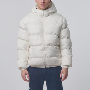 High Quality White Custom Puffer Jacket Removable Hood <b>Bubble</b> <b>Coat</b> Mens Winter Best Selling Light Color Puffer Jackets - Product Image 2