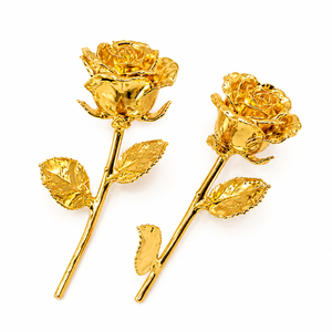 ดอกกุหลาบทองคำแท้ 24K ชุบทองคำ งานแฮนด์เมด พร้อมกล่องของขวัญกำมะหยี่สีแดงสุดหรู สำหรับวันวาเลนไทน์ ขายส่ง - Product Image 4