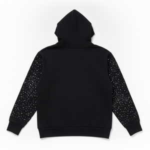 Race Ready Industry <b>Black</b> Hoodie With Glitter Dot Sleeves And Front Pocket Unisex Casual Sweatshirt - Product Image 5