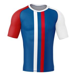 MRI Made Custom Mens Red Black Color Blocked Short Sleeve Rash Guard Quick Dry <b>Compression</b> <b>Shirt</b> for Gym and Sports with OEM - Product Image 2