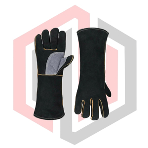 Black Leather Welding Gloves Reinforcement Full Safety Tear-Resistant Heat-Insulating Anti-Vibration Anti-Static Silicone-Free - Product Image 4