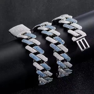 Pulsera de eslabones cubanos con incrustaciones de moissanita, brazalete de cadena con microincrustaciones de corte brillante redondo, joyería unisex de hip hop para fiestas - Product Image 3