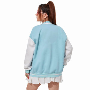 เสื้อแจ็คเก็ตวาร์ซิตี้โอเวอร์ไซส์สำหรับผู้หญิง แฟชั่นแขนยาว ปกคอพับ เสื้อแจ็คเก็ตเลตเตอร์แมนผ้าขนสัตว์สำหรับฤดูหนาวสำหรับผู้หญิง - Product Image 2