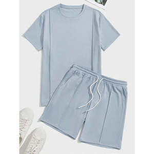2026 Wholesale Latest Design Men's T shirt With Shorts Fashion High Street T-Shirt With Shorts Regular Fit Basketball Shorts Set - Product Image 5