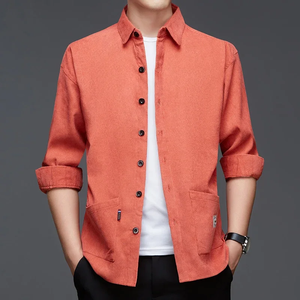New Men Casual and Fashionable Long Sleeved Workwear <b>Shirt</b> Solid Color Comfortable and Breathable Versatile Top for All Seasons - Product Image 1