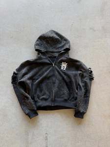 Custom Two Tone Zip Up Hoodie <b>Men</b> Oversized Graphic Embroidery Streetwear Contrast Panel Full Zipper Hooded <b>Jacket</b> OEM Private - Product Image 5