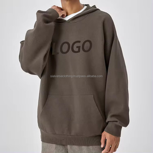 เสื้อมีฮู้ดถักผ้าฝ้ายแขนยาวสำหรับผู้ชาย, เสื้อสเวตเตอร์ผ้าแจ็คการ์ดปักโลโก้ที่กำหนดเองกระเป๋าย้อมสีธรรมดาพิมพ์ลายดิจิตอล - Product Image 3