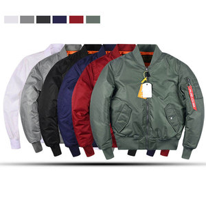 DAIZEN STAR Men's Bomber Jacket Solid Color Zipper Closure Stand Collar Windproof Regular Fit Left Sleeve Canvas Front Polyester - Product Image 1