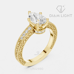 Anillo Clásico con Diamante Cultivado en Laboratorio de 1.20CT en Forma de Pera, Oro Blanco Sólido de 14K, Color F+, Claridad VS+, Joyería de Compromiso para Ella - Product Image 4