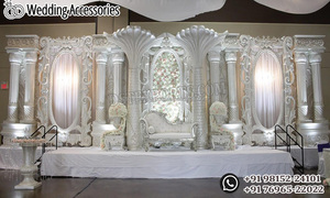 การตกแต่งเวทีงานแต่งงานด้วยเสาคริสตัลสีขาวสวยงาม งานแต่งงานแบบกูจาราต ตกแต่งเวทีแบบเปิด งานแต่งงานนิวยอร์ก - Product Image 4