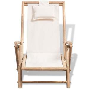 Wholesale Bamboo Deck Chair Adjustable Back Foldable Lounger Canvas <b>Seat</b> Outdoor Indoor Patio Relaxing Chair Made in Vietnam - Product Image 3