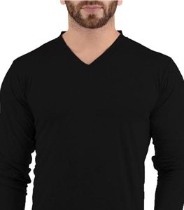 เสื้อเชิ้ตแขนยาวสำหรับผู้ชาย - เสื้อยืดคอวีแขนยาวแบบลำลอง เนื้อผ้านุ่ม ระบายอากาศได้ดี - Product Image 3