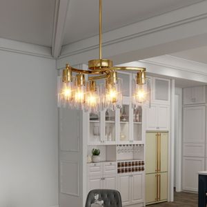 Lampadario a sospensione moderno a 6 luci in metallo dorato per isola cucina e tavolo da pranzo, illuminazione per cucina e sala da pranzo - Product Image 3
