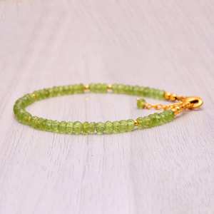 Pulsera Redonda de Peridoto en Plata de Ley 925, Chapada en Plata, Piedra de Nacimiento de Agosto, Gema Verde Natural, Regalo de Aniversario para Mujer - Product Image 2