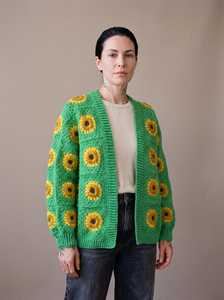 Women's Crocheted Floral <b>Cardigan</b> Full Sleeve O-Neck Bohemian Style 100% Acrylic Open Stitch Regular Length - Product Image 2