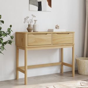 Mesa consola FLORO de madera maciza de pino, color marrón encerado, 35.2"x14.4"x28.7" - Product Image 3