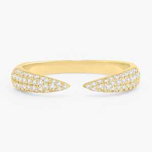 แหวนทองคำแท้ 14k เงินแท้ 925 แบบเปิดประดับเพชรแล็บโกรว์ 0.30 กะรัต ฝังแบบ Pave Claw Setting สำหรับใส่ทุกวัน สามารถสวมซ้อนกันได้ ราคาเครื่องประดับ - Product Image 1