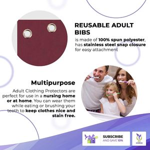 Bordeaux 28X30 pollici per adulti protezioni per indumenti lavabili in poliestere bavaglini in acciaio inox chiusura a scatto 2 per gli uomini delle donne per - Product Image 4