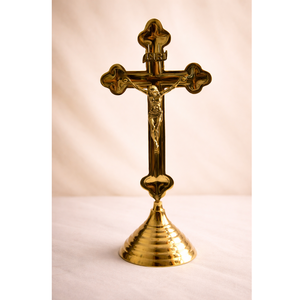 Estatua de la Cruz de Jesucristo, Crucifijo de Latón, Figura Religiosa Cristiana, Decoración de Mesa o Altar, Regalo Espiritual - Product Image 1