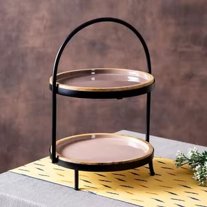 Base de Madera Premium para Tartas, Plato de Exhibición de Postres con Base de Metal, Bandeja para Servir Cupcakes, Decoración para Mesa de Bodas y Eventos - Product Image 2