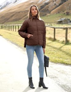 Women's Lightweight <b>Packable</b> Hooded Winter Quilted Puffer <b>Jacket</b> Detachable Sleeves Hat Zipper Closure Waterproof Wool - Product Image 3