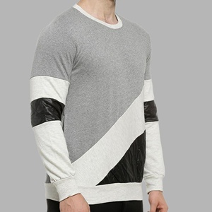 Sweat-shirt en molleton français pour homme, 300 GSM, patchwork coloré, col rond matelassé, fabricant de vêtements OEM - Product Image 2