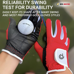 Guantes de Golf de Piel Cabretta Impermeables de Nuevo Diseño, Rojos y Negros, Antideslizantes, Unisex, para Mano Izquierda, con Cierre de Velcro - Product Image 1