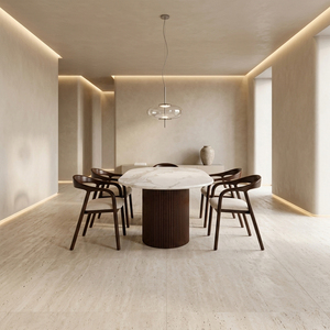 Ensemble de table et de chaises de salle à manger rondes Valo, style Japandi, en teck de qualité supérieure, écologique, durable, qualité d'exportation, élégant - Product Image 4