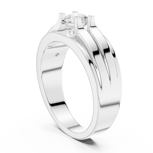 Bague solitaire pour homme en or jaune avec diamant de laboratoire – Bague de fiançailles moderne à double bande avec diamant - Product Image 3