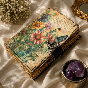 Handmade Leather Grimoire <b>Book</b> of Shadows Witchcraft Spell Journal Vintage Wiccan Pagan Gothic Floral Gifts Hardcover diary - Product Image 2