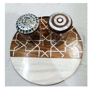 Premium MOP Inlay Wooden Serving Tray – Acrylic Lid Multipurpose Food Container with Custom Logo - Product Image 2