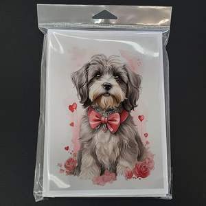 Tibetan Terrier Valentine Roses A7 Whimsical Blank <b>Greeting</b> <b>Cards</b> 5x7 <b>Note</b> <b>Cards</b> Pack of 8 with Envelopes - Product Image 3
