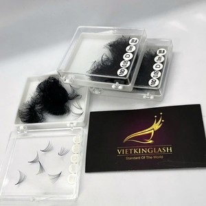 Extensions de cils synthétiques faites à la main 10D 0.07, haute qualité, volume intense, 10D/14D/16D/20D, naturelles, longues, noir mat, base pointue - Product Image 6