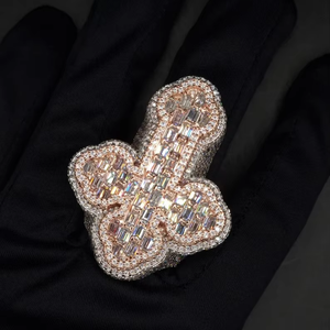 925 Sterling <b>Silver</b> Hip Hop Bling Iced Out VVS Moissanite Diamond <b>Cross</b> <b>Ring</b> Luxury Statement Gift For Men Women wear - Product Image 1