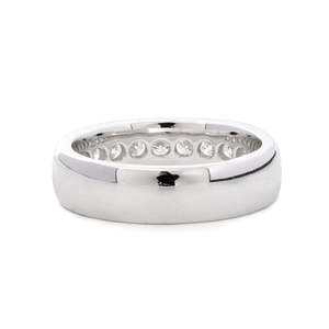 Bague de mariage en or blanc 14 carats avec 10 diamants ronds de 3 mm cultivés en laboratoire, sertis en canal, certifiée IGI, pour anniversaire - Product Image 6