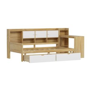 Multi-Functional L-Shape Wooden Daybed with Seven Storage Cabinets and Two Drawers Includes Built-In <b>Study</b> <b>Desk</b> - Product Image 5