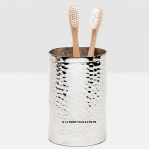 Porte-brosse en métal martelé nickel brillant, accessoires de salle de bain tendance de haute qualité à prix de gros - Product Image 1