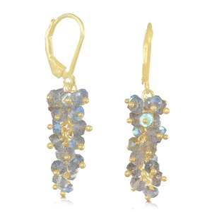 Gold Plated Labradorite Beaded <b>Drop</b> Earrings 925 Sterling Silver Trendy IGI Certified for Women Party Wedding Gift - Product Image 1