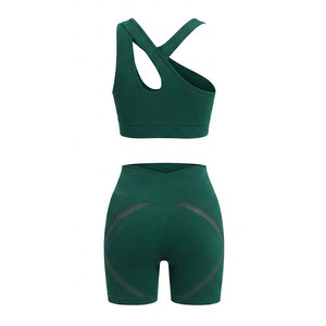 Ensemble de sport côtelé sans coutures pour femmes, taille haute, extensible, pour fitness, entraînement, course à pied et exercices. - Product Image 6