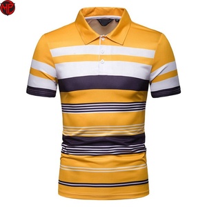 Camiseta de Manga Corta para Hombre, Lisa, Informal, de Punto, de Poliéster de Secado Rápido, Estampada por Sublimación, en Amarillo, Blanco y Azul Marino - Product Image 1